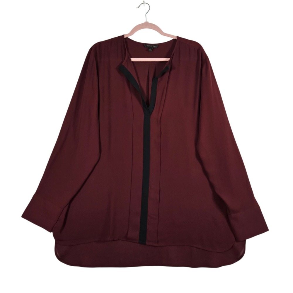 Banana Republic Burgundy Blouse with Black Trim